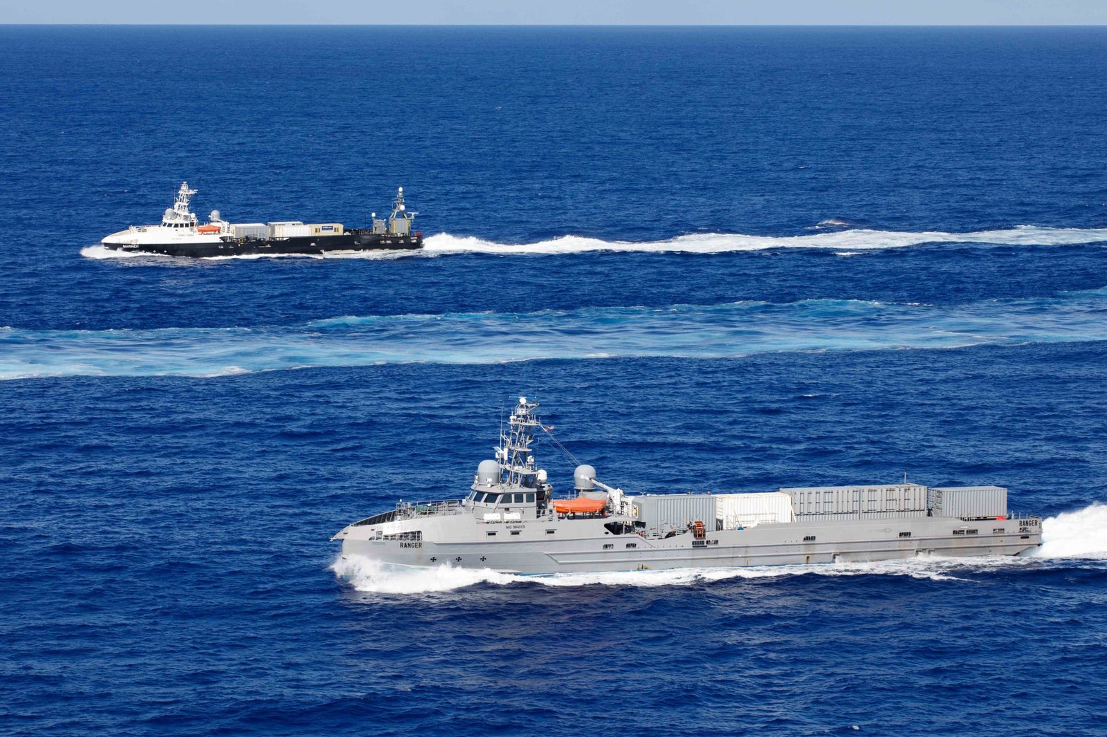 USVs Ranger and Mariner under way in the Pacific during Integrated Battle Problem 23.2, 7 Sep 2023