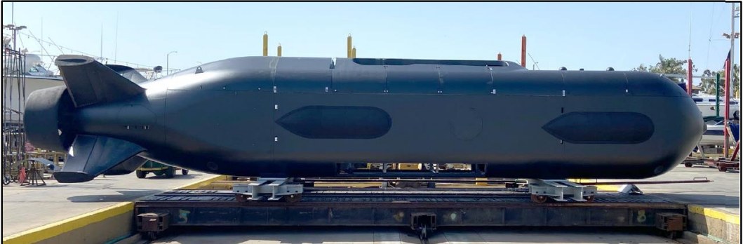 Orca XLUUV on its transport cradle (Navy program office photo, GAO-22-105974, Sep 2022)